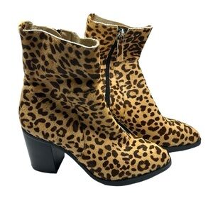 Steve Madden Leopard Heeled Real Fur 90s Boots Size 6.5